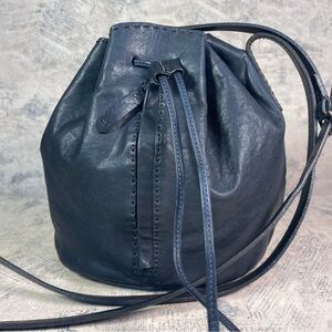 Johnny Farah RIMINI LEATHER BAG - Navy Blue